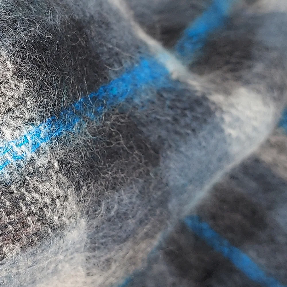 John Hanly Ireland Plaid Mohair Scarf